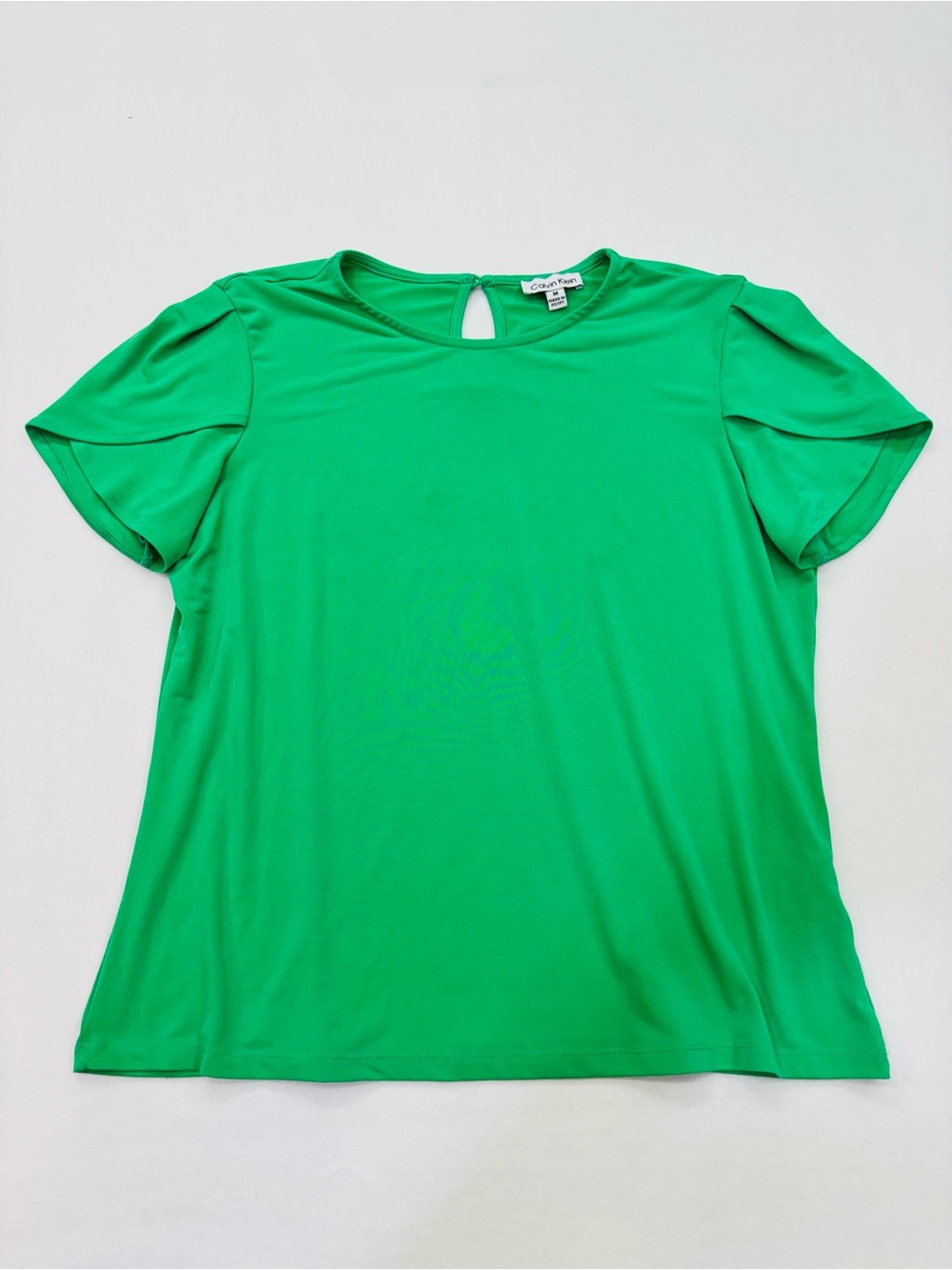 Calvin Klein Bright Green Short Sleeve Keyhole Top